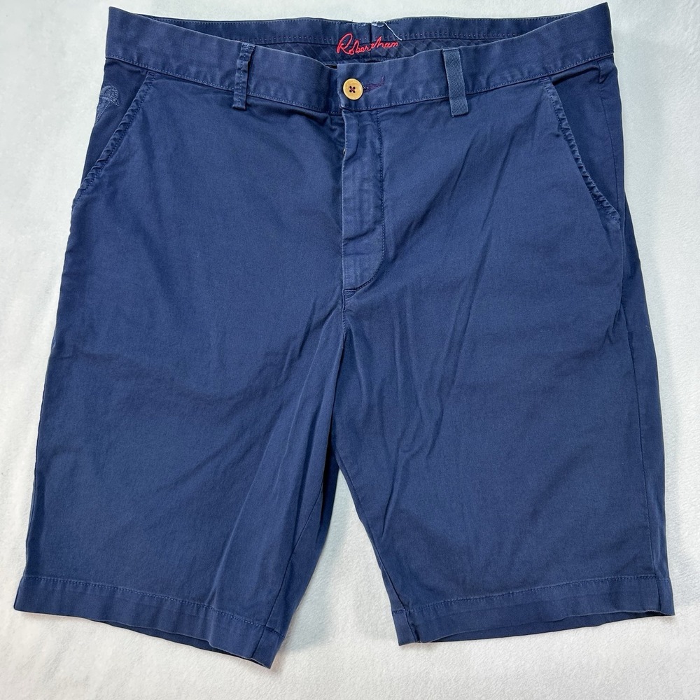 Robert Graham Pioneer Shorts men's 36 Navy Blue Pima Cotton‎ Preppy Golf Logo